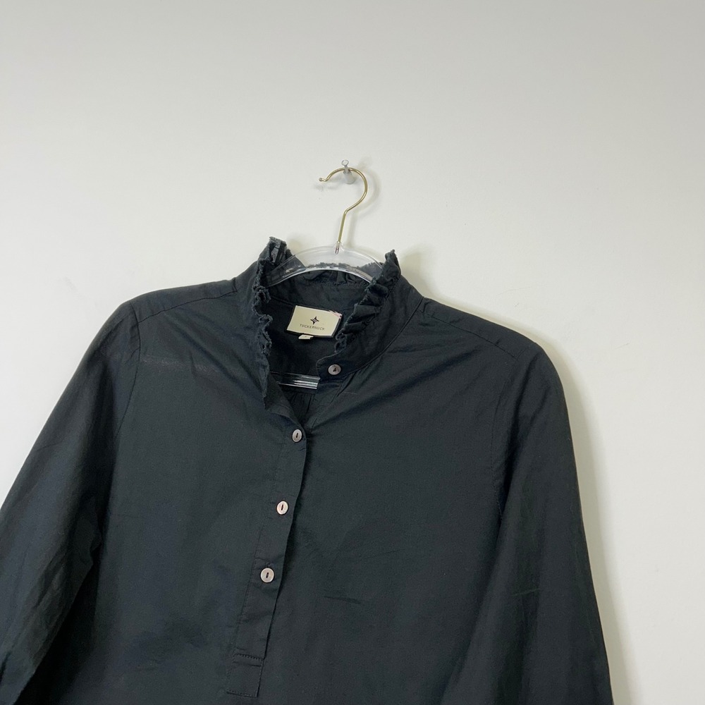 Tuckernuck Teagan Popover Shirt Women's Large Black Top Ruffle - Picture 3 of 9